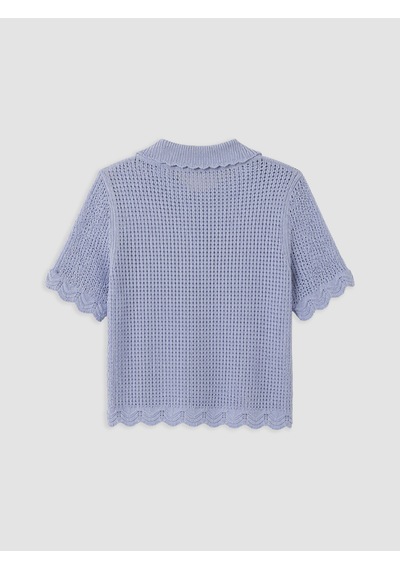 Lcw Comfort Mavi Polo Yaka Ajurlu Kadın Triko Kazak