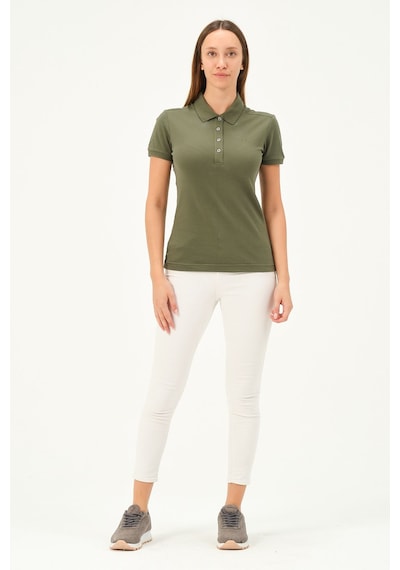 Msw Kadın Kısa Kollu Regular Fit Polo Yaka T-shirt Haki