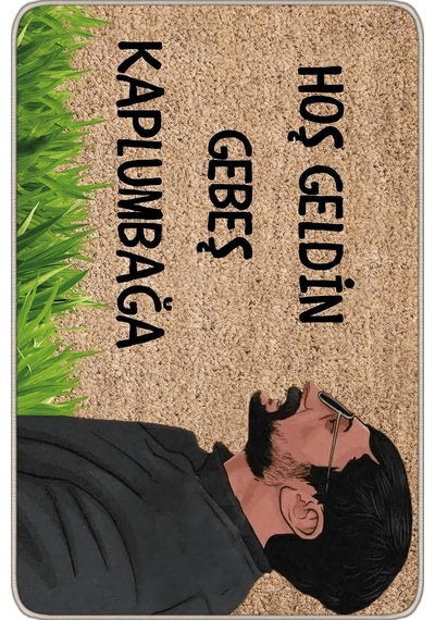 Bej Komik Hoşgeldin Gebeş Kaplumbağa Kapı Önü Paspası Kp39