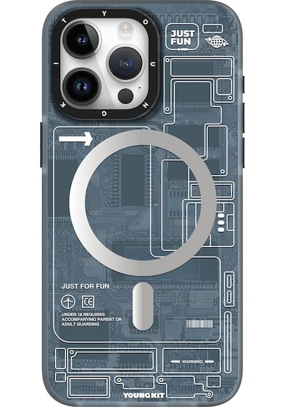 Apple Uyumlu iPhone 15 Pro Max Kılıf Magsafe Şarj Özellikli Youngkit Technology Serisi Kapak Siyah