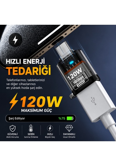 Coofbe Type-c To Usb-a Otg Adaptör, 120w Hızlı Şarj, 10gbps Usb 3.2 Veri Aktarımı, Telefon Tablet Laptop Uyumlu