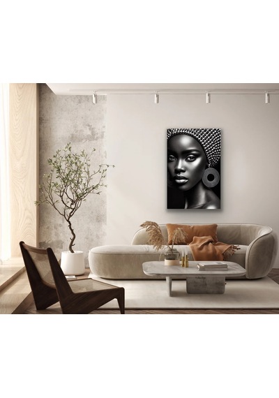 Afrikalı Siyahi Kadın Kanvas Tablo 70x100 Çok Renkli