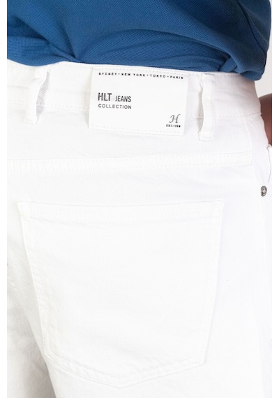 HLT Jeans Erkek Beyaz Baggy Fit Rahat Kesim %100 Pamuk Loose Jeans Şort Martin-Beyaz 001