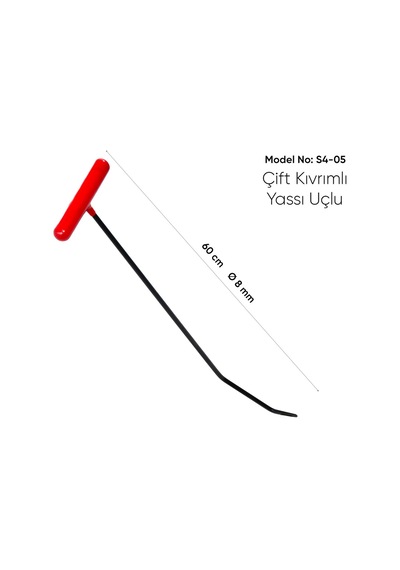 60 Cm 8 Mm Çap Çift Kıvrımlı Yassı Uçlu Boyasız Göçük Düzeltme Çubuğu - S4-05, Pdr Çubuk