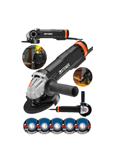 Steiner 4200 Watt Metal Şanzuman Avuç İçi Taşlama Siyah + 5 Disk