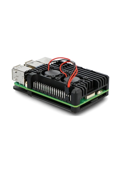 Raspberry Pi 5 Çift Fanlı İki Kablolu Alüminyum Kasa Soğutucu Muhafaza Kutusu
