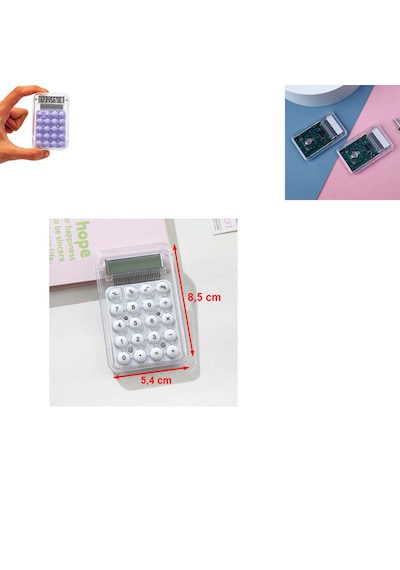 Mini Hesap Makinesi Silikon Tuşlu Lcd Ekran 8 Haneli Şeffaf Mini Hesap Makinesi Ebat 8,5cm X 5,4cm Mavi