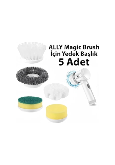 Ally Magic Brush Şarjlı Temizleme Fırçası İçin 5 Adet Yedek Başlık- 5775 Beyaz