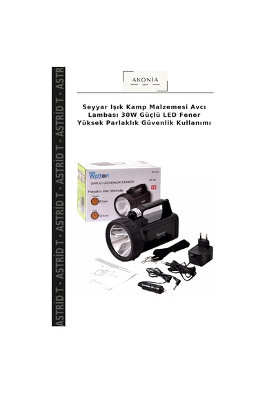 Seyyar Işık Kamp Malzemesi Avcı Lambası 30w Güçlü Led Fener Yüksek Parlaklık Güvenlik Kullanımı Çok Renkli