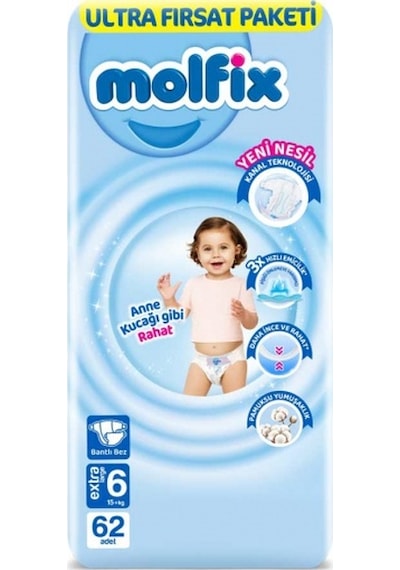 Molfix Bebek Bezi 6 Numara Extra Large 248'li 4'lü