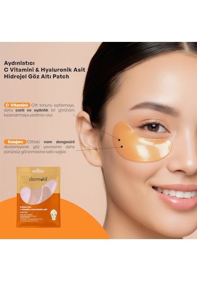 Dermokil Aydınlatıcı C Vitamini & Hayluronik Asit Hidrojel Patch Göz Altı Maskesi X 5 Adet