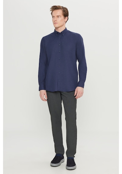 Altınyıldız Classıcs Erkek Lacı Pamuklu Slim Fit Dar Kesim Düğmeli Yaka Diagonal Desenli Flanel Gömlek