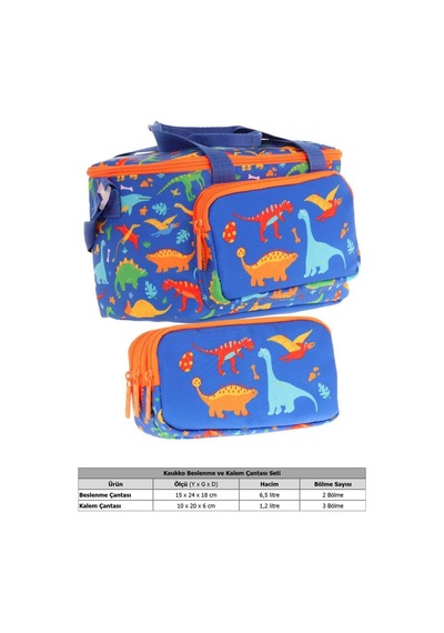 Kaukko L7278+l8278 Beslenme Çantası Isı Yalıtımlı Ve Kalem Çantası Üç Bölme Seti - Erkek Çocuk - Lacivert Yeşil Dinazor Desenli Lacivert - Yeşil Kaukko L7278+l8278 Beslenme Çantası Isı Yalıtımlı Ve Kalem Çantası Üç Bölme Seti - Erkek Çocuk - Lacivert Yeşil Dinazor Desenli Lacivert - Yeşil