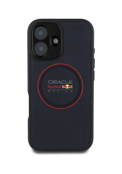Apple Uyumlu iPhone 16 Plus Kılıf Redbull Lisanslı Magsafe Kırmızı Halka Ve Logolu Pu Deri Kapak Lacivert