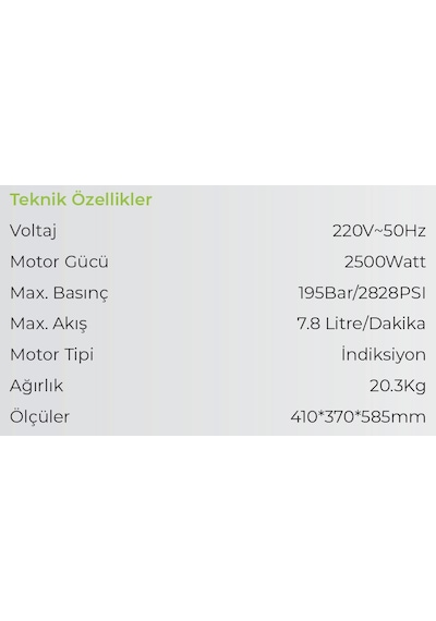 Lutian LT701G-2500 195 Bar 220 Volt 2500 W Elektrikli Basınçlı Yıkama Makinası İndiksüyon Motor Kömürsüz