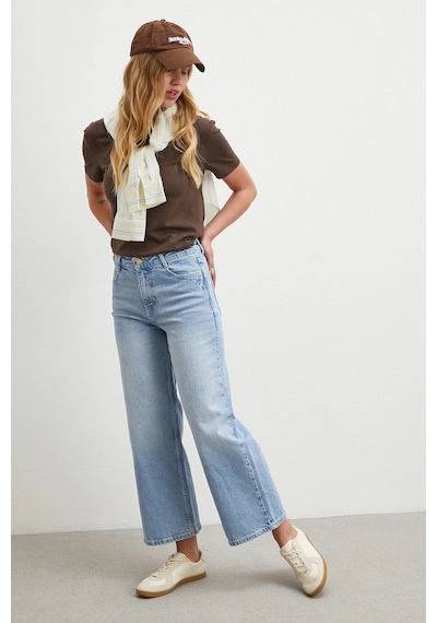 Never More Yüksek Bel Culotte Jean Mavi