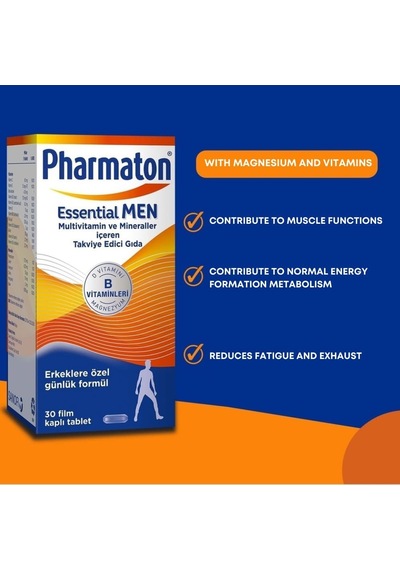 Essential Men, 30 Tablet Magnezyum, Vitamin B, Vitamin D, Multivitamin Ve Mineraller
