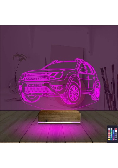 Luvivia Araba Jeep Duster Kişiye Özel 3d Lamba - Masa Gece Lambası Şeffaf