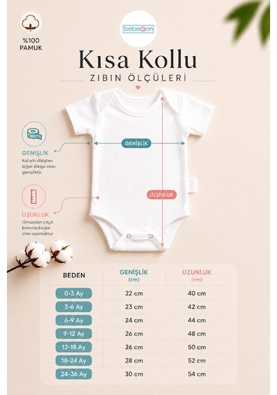 Bebeqon Pamuk 5 Li Beyaz Kısa Kol Body Bebeqon144 Ekru