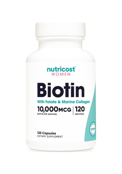 Nutricost Women Biotin With Folate & Marine Collagen Hair Skin & Nails 10,000 Mcg 120 Capsules