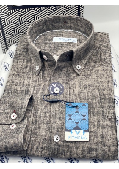 Slim Fit Uzun Kol Müslin Dijital Baskılı Hediye Kutulu Erkek Gömlek Fs-004599 - Antrasit-3364