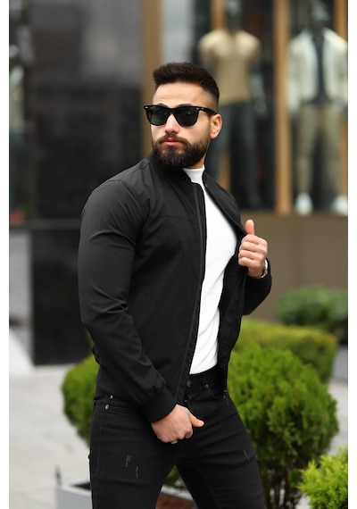 Erkek Bomber Ceket Siyah Bndk