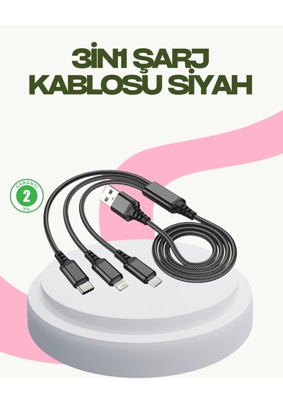 Hızlı Şarj Destekli Çoklu Şarj Kablosu Seyahat Ve Günlük Kullanım Krgltgslz1leojbr0f6
