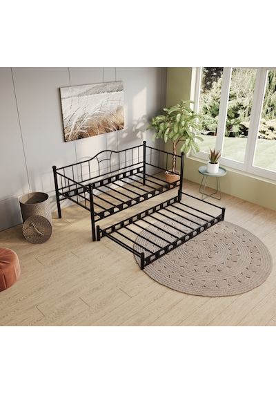 Argimo Kamelya Yavrulu Daybed Sedir Siyah Karyola 90x190