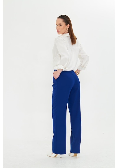 Lovelf Gold Aksesuarlı Bol Paça Pantolon Saks Saks Mavisi