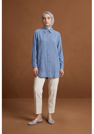 Armine Trend Gold Düğme Detaylı Klasik Yaka Uzun Tunik Rahat Kesim Şık Tesettür Tunik Modeli 89 Cm Boy Mavi 26yt471 Armine Trend Gold Düğme Detaylı Klasik Yaka Uzun Tunik Rahat Kesim Şık Tesettür Tunik Modeli 89 Cm Boy Mavi 26yt471