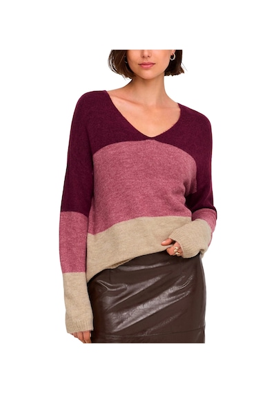 Jdy Jdyelanora L/s Vn Colorblock Pullove Kadın Kazak 15376813 Pembe