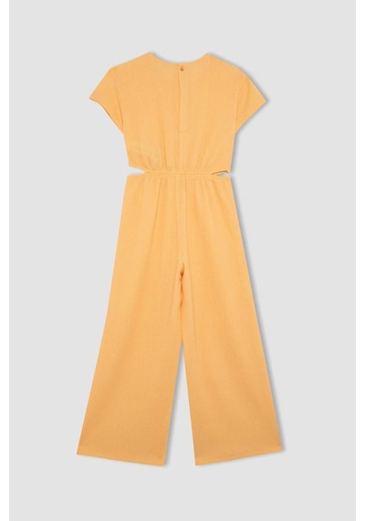Defacto Kız Çocuk Bürümcük Kısa Kollu Tulum C2993A824SMOG283 Turuncu