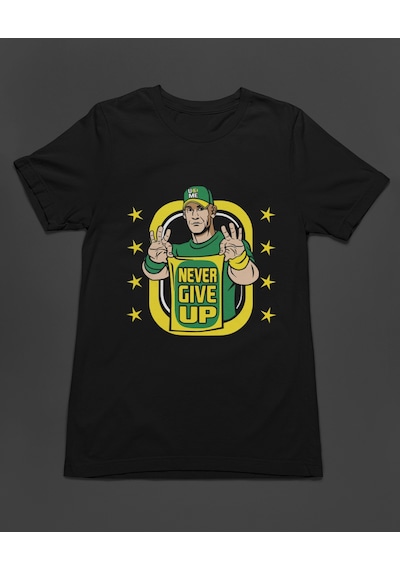 Bumeta John Cena Never Give Up American Güreşi Unisex Tişört T-shirt Siyah