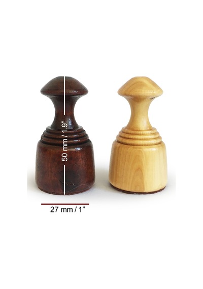 El Yapımı Şimşir Ahşap Dama Taşı Takımı 50mm Krem-kahve