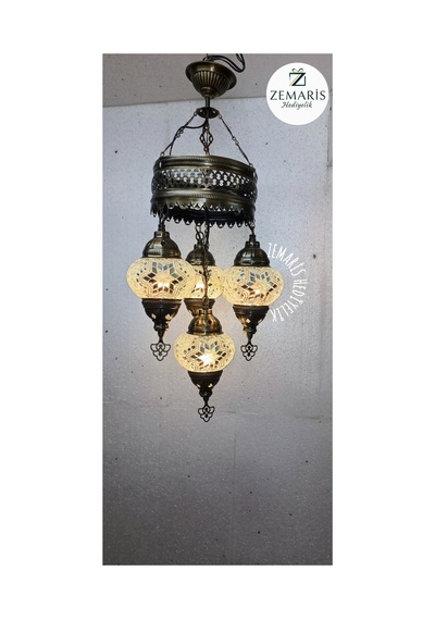 El Yapımı Otantik Mozaik Avize Beyaz - 807626339 Beyaz