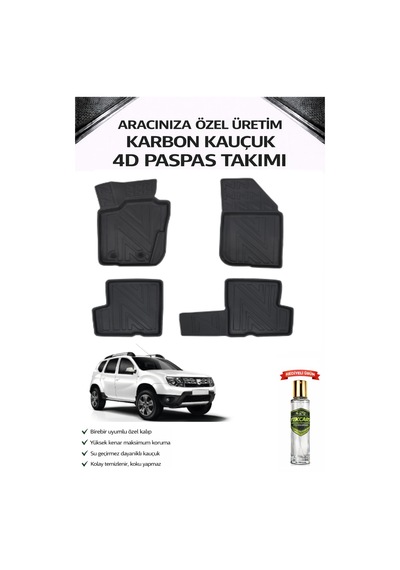 Dacia Duster 4x4 2010 Model Aracınıza Özel Karbon Kauçuk Paspas Takımı
