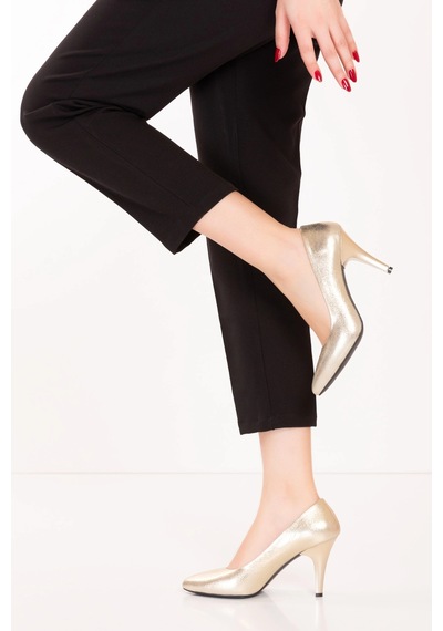 Gondol Hakiki Deri Stiletto-vdt.25 Dore Altın