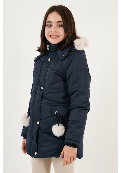 Lela Içi Peluş Astarlı Kapüşonlu Şişme Kız Çocuk Mont 6035034 Lacivert