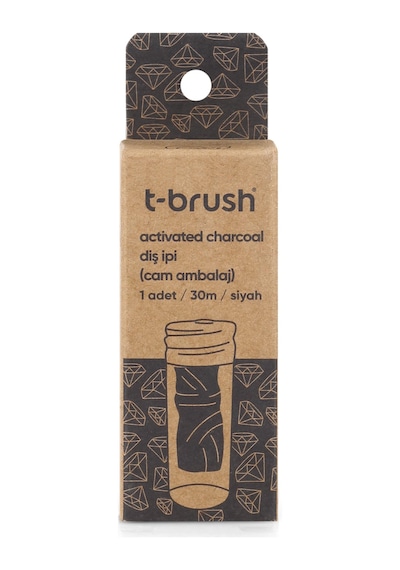T-Brush Activated Charcoal Cam Şişe Diş İpi - 30 metre