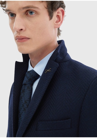 Ramsey Lacivert Desenli Shirt Shoulder Slim Fit Yün Karışımlı Örme Ceket Ck-2578 Ramsey Lacivert Desenli Shirt Shoulder Slim Fit Yün Karışımlı Örme Ceket Ck-2578