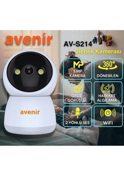 Avenir Av-s214 3mp Çift Yönlü Ses 360 Dönebilen Bebek Kamerası 3mp