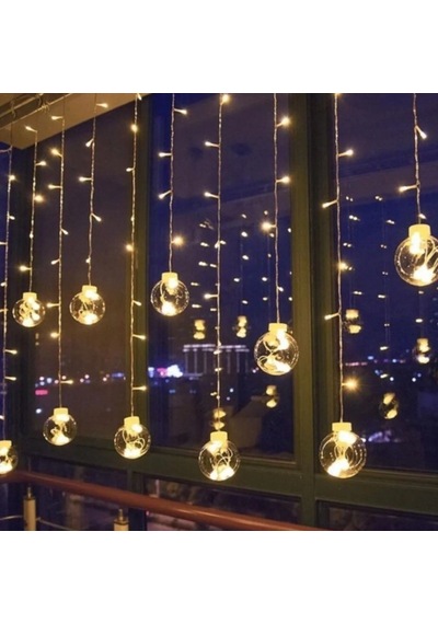 10 Sarkıtlı Kumandalı Dekoratif Top İçi Mini Toplu Led Günışığı Rengi Dekoratif Aydınlatma Sarı