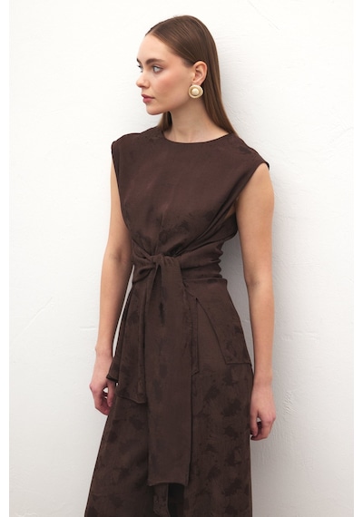 Sateen Camila Bluz - Kahve-137162 kahve