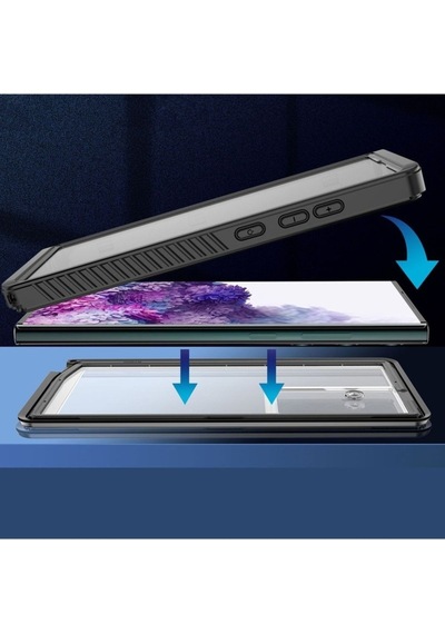 Galaxy S23 Ultra Kılıf 1-1 Su Geçirmez Kılıf Siyah