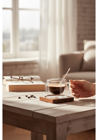 120 Ml Çift Cidarlı Cam Kahve Espresso Bardağı Mıt1282 Şeffaf