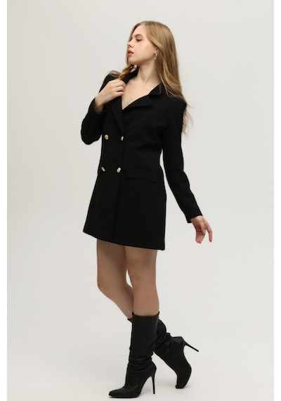 Feminist Astarlı Düğme Kapamalı Blazer Ceket 0105123.01 Siyah