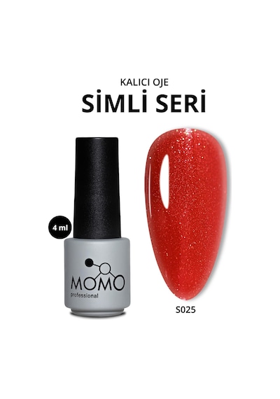 Momo Professional Kalıcı Oje S025 Simli Canlı Kırmızı 4 Ml
