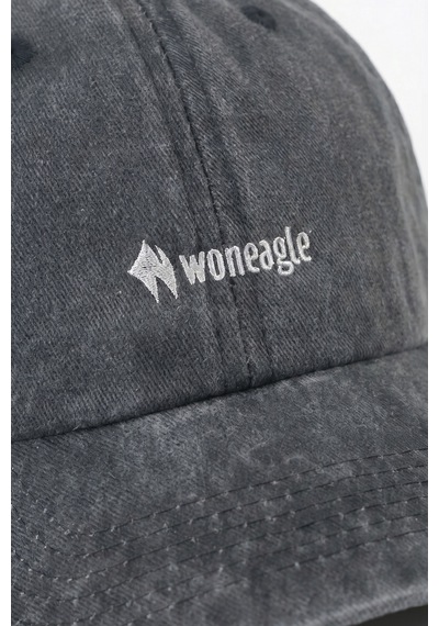 Woneagle Unisex Siyah Yıkamalı Eskitme Vintage Nakış Logolu Beyzbol Şapkası Kep Siyah Siyah