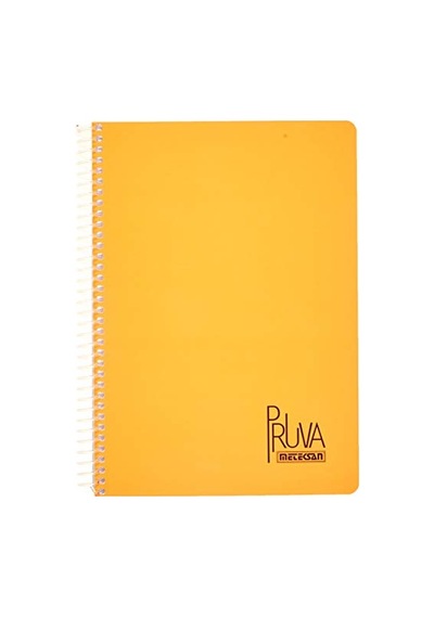 A4 Pet Spiralli Karton Kapaklı Defter 144 Yaprak - Çizgili - Turuncu Çok Renkli