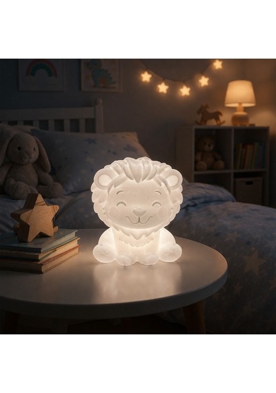 Fibrika Store Lionbuddy: Dekoratif Aslan Figür Gece Lambası Beyaz
